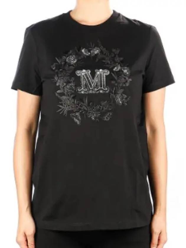 Women's Elmo Logo Detail Short Sleeve T-Shirt Black - MAX MARA - BALAAN 2