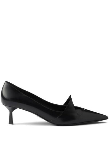 Two-Tone Brushed Leather Pumps Black - PRADA - BALAAN 1