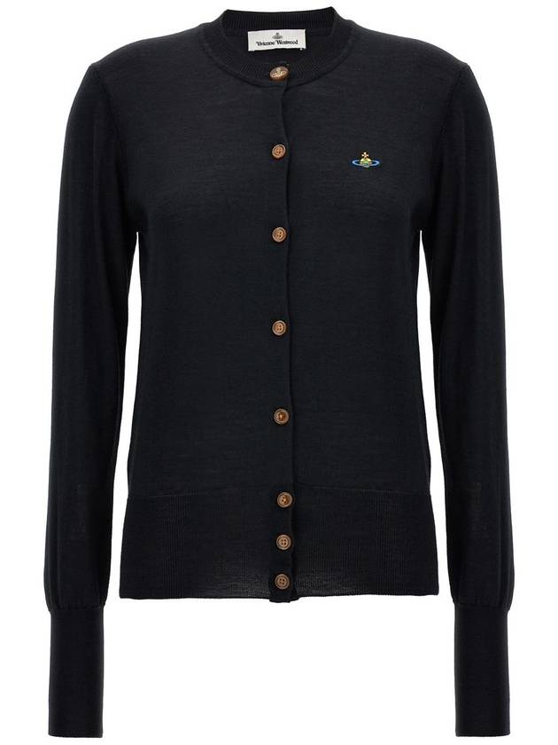 Bea Embroidered Logo Cardigan Black - VIVIENNE WESTWOOD - BALAAN 2