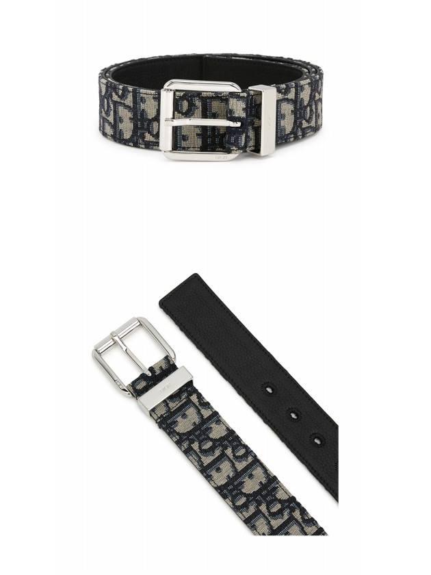 Logo Jacquard Leather Belt Black Beige - DIOR - BALAAN 5