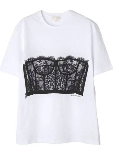 Lace corset short sleeve t shirt - ALEXANDER MCQUEEN - BALAAN 1