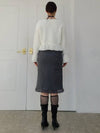 e Women's Lace Point Brushed H-Line Skirt Melange Gray - PRETONE - BALAAN 4