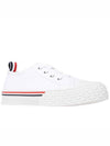 Striped Trim Lace-up Low Top Sneakers White - THOM BROWNE - BALAAN 3