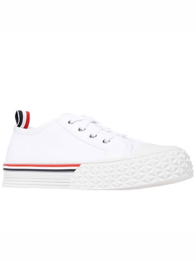 Striped Trim Lace-up Low Top Sneakers White - THOM BROWNE - BALAAN 3