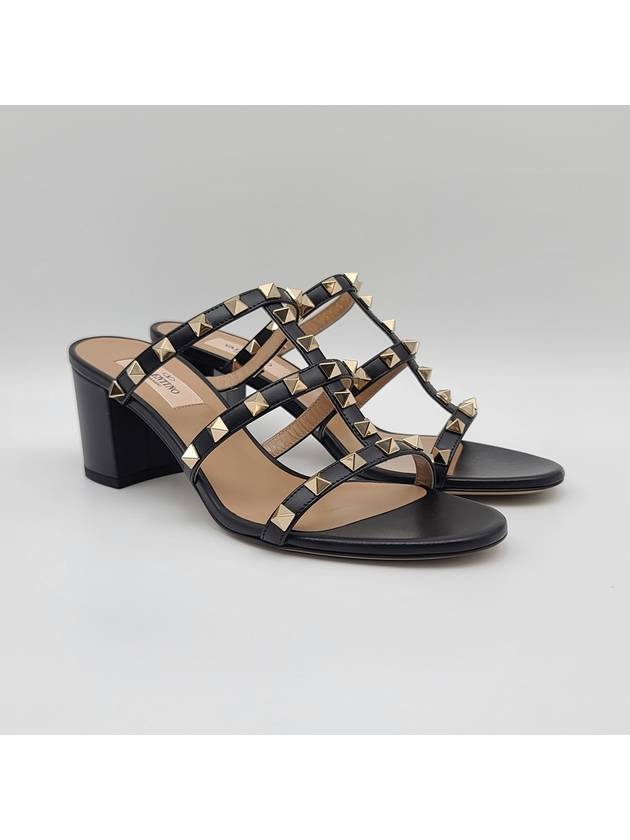 Rockstud Sandals Heel Black - VALENTINO - BALAAN.