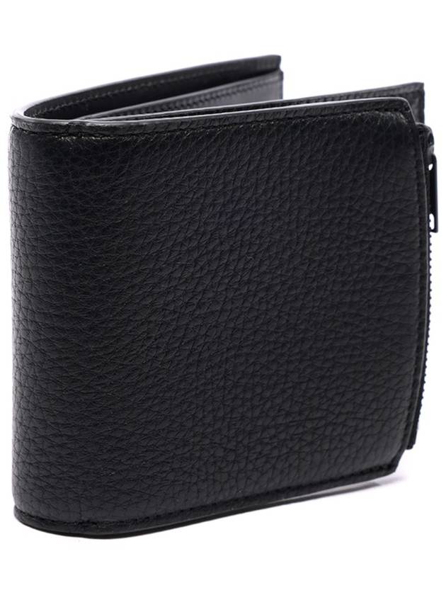 Stitched Zipper Bifold Leather Half Wallet Black - MAISON MARGIELA - BALAAN 5