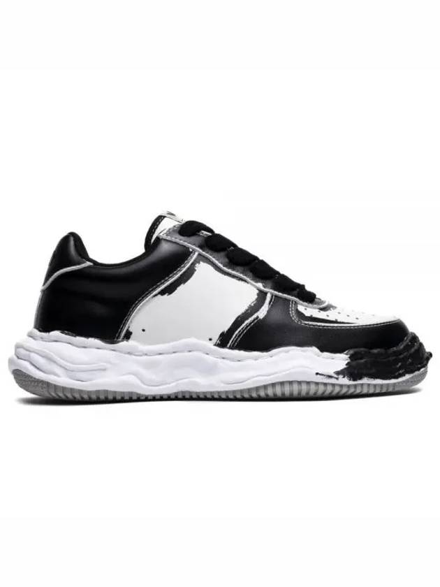 Wayne OG Sole Printed Leather Low Top Sneakers Black White - MIHARA YASUHIRO - BALAAN 1