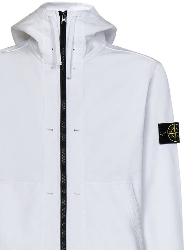 Wappen Patch Cotton Fleece Zip Up Hoodie White - STONE ISLAND - BALAAN 4