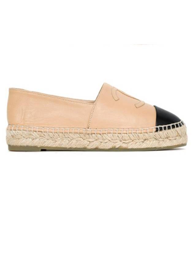 Lambskin Espadrilles Beige Black - CHANEL - BALAAN.