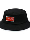 Logo Paris Sun Patch Cotton Bucket Hat Black - KENZO - BALAAN 3