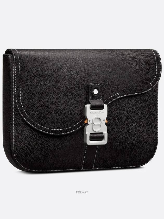 Saddle A5 Grained Calfskin Pouch Black - DIOR - BALAAN 3