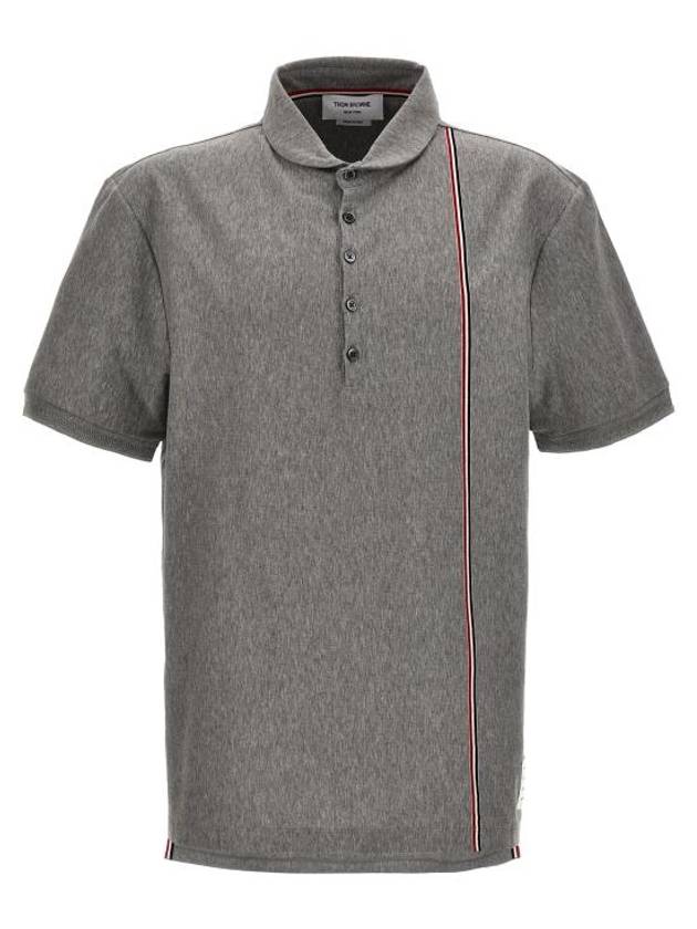 RWB Stripe Polo Shirt Grey - THOM BROWNE - BALAAN 1