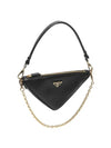 Triangle Saffiano Leather Shoulder Bag Black - PRADA - BALAAN 1