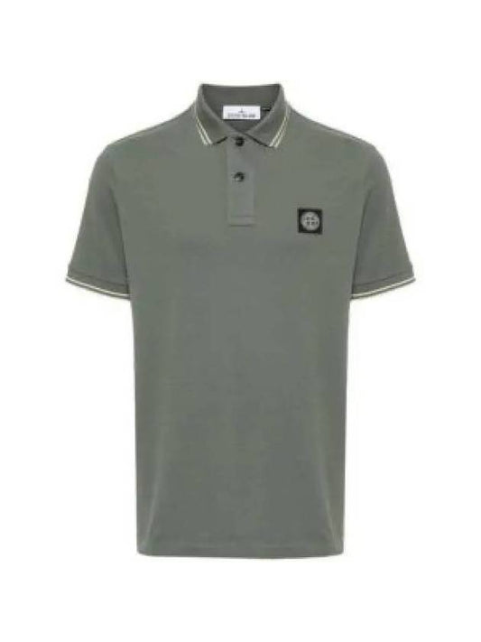 Stretch Cotton Pique Short Sleeve Polo Shirt Dark Green - STONE ISLAND - BALAAN 1