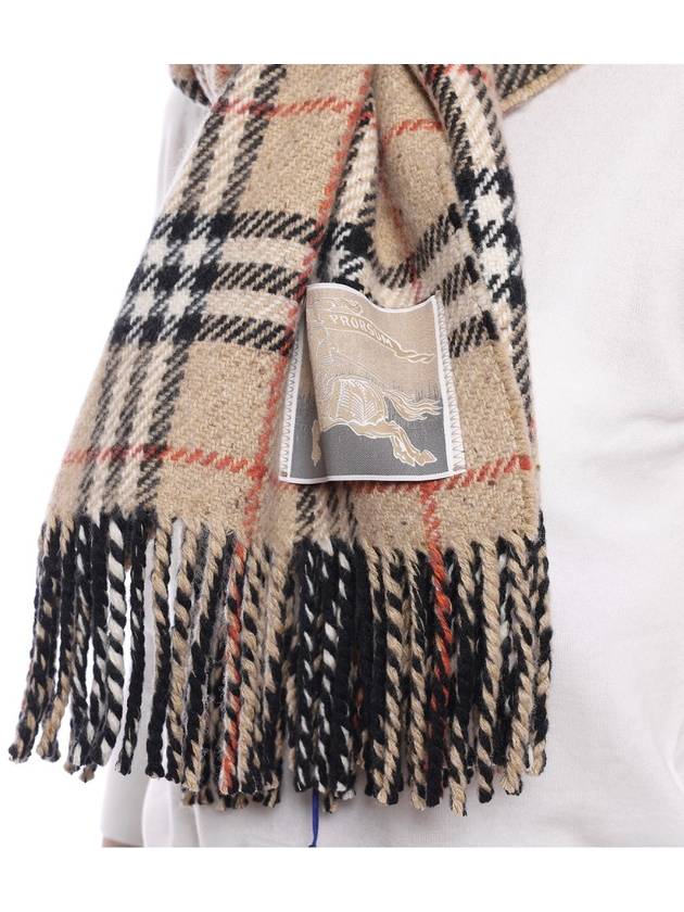 Check Reversible Wool Cashmere Scarf Sand - BURBERRY - BALAAN 7