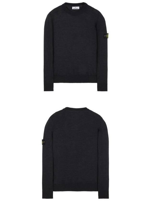 Logo Patch Round Neck Knit Top Charcoal - STONE ISLAND - BALAAN 6