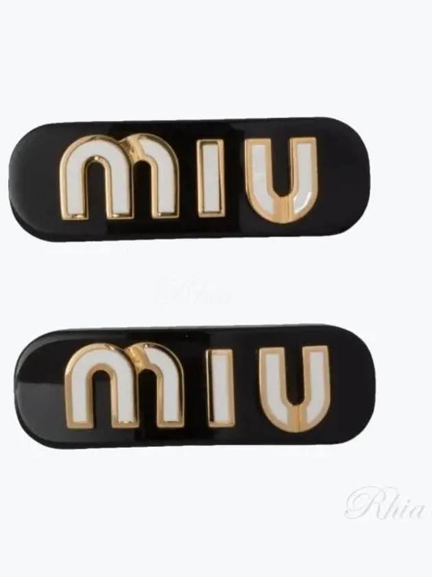 Logo Metal Hair Clip Black - MIU MIU - BALAAN 2