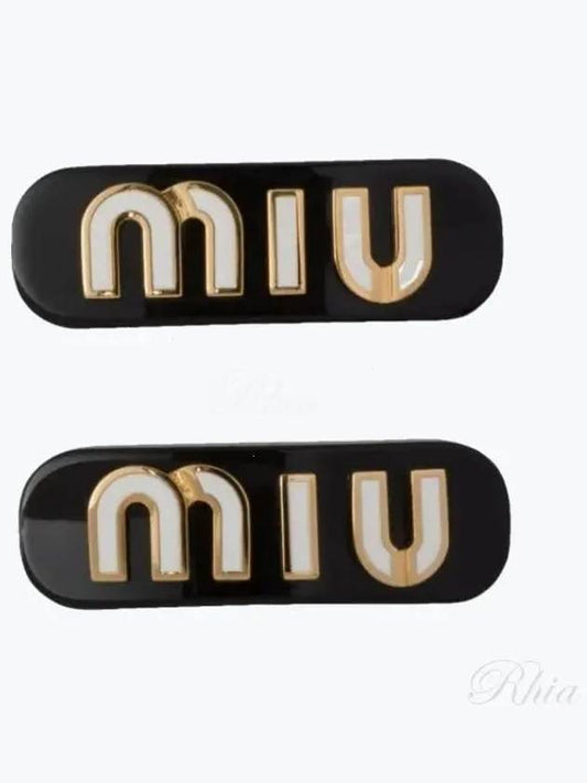 Logo Metal Hair Clip Black - MIU MIU - BALAAN 2