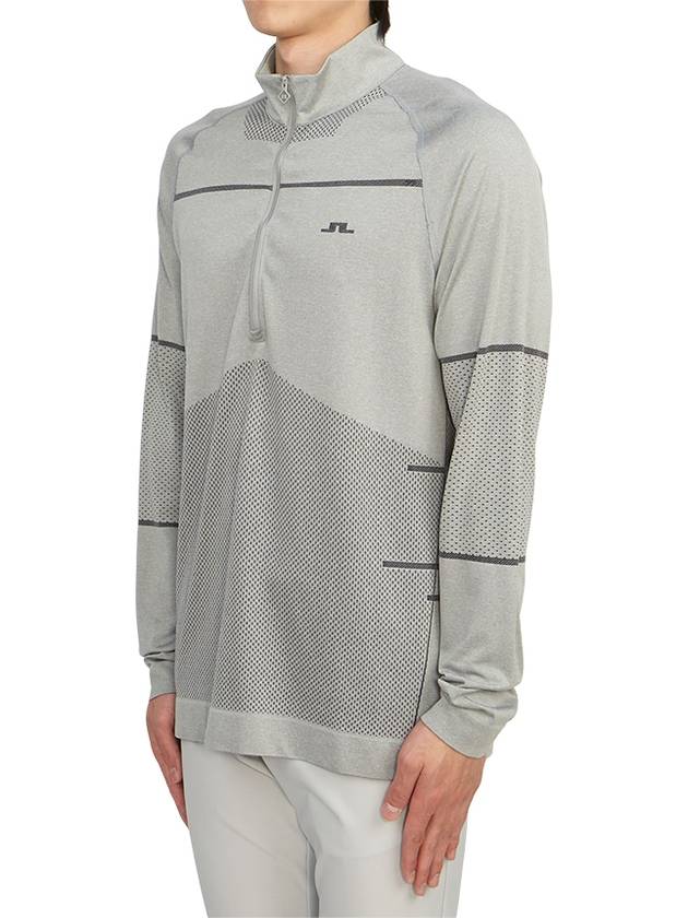 Jimmy Seamless Mid Layer Half Zip Sweater Light Grey Melange - J.LINDEBERG - BALAAN 3