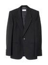 Wool Gabardine Jacket Black - SAINT LAURENT - BALAAN 2