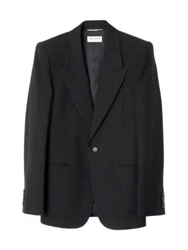 Wool Gabardine Jacket Black - SAINT LAURENT - BALAAN 2