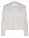 De Coeur Small Heart Logo Polo Knit Top Chalk - AMI - BALAAN 2