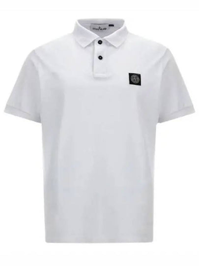 Logo Patch Polo Shirt White - STONE ISLAND - BALAAN 2