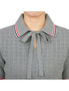 Grid Stitch Pointel Stripe Keyhole Short Sleeve Polo Shirt Grey - THOM BROWNE - BALAAN 9