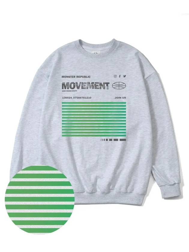 Social Stance Green Overfit Sweatshirt Melange Gray - MONSTER REPUBLIC - BALAAN 1