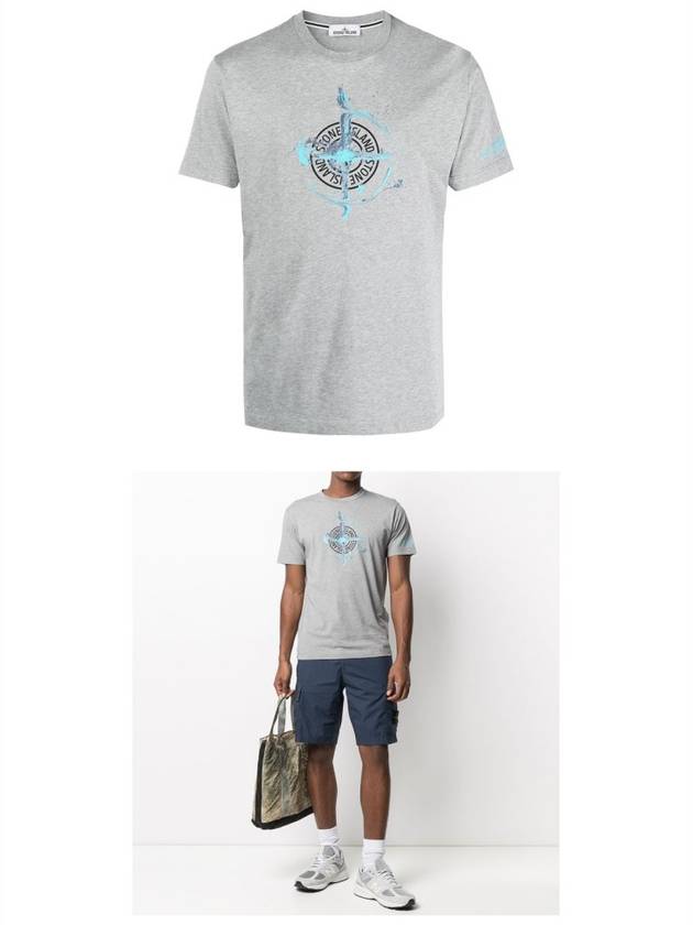 Marble One Logo Print Short Sleeve T-Shirt Grey - STONE ISLAND - BALAAN 5