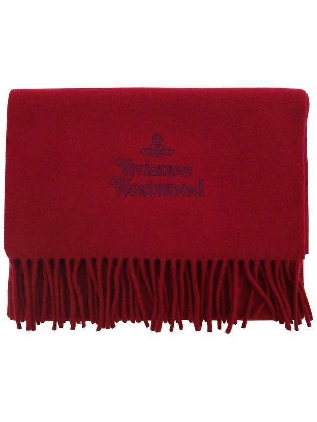 Embroidered Logo Wool Muffler Bordeaux 81030007 I401 - VIVIENNE WESTWOOD - BALAAN 3