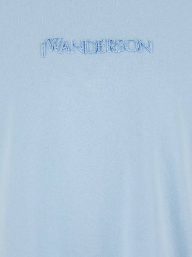 Light Blue Crewneck T-Shirt With Logo Embroidery On The Front In Cotton Man - JW ANDERSON - BALAAN 3