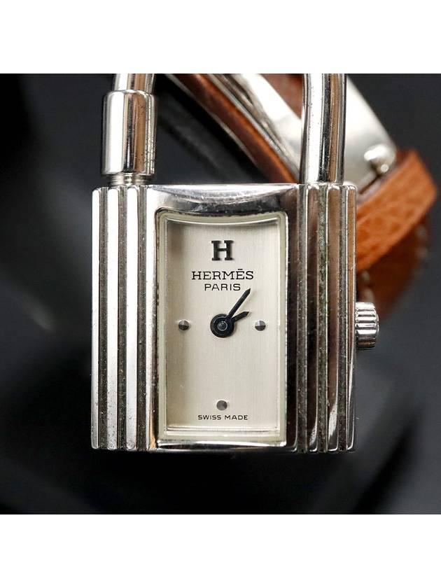 Hermes KE1 210 White Dial Silver Calli Padlock Watch I Engraved - HERMES - BALAAN 5