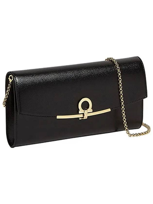 Gancini Calfskin Mini Shoulder Bag Black - SALVATORE FERRAGAMO - BALAAN 2