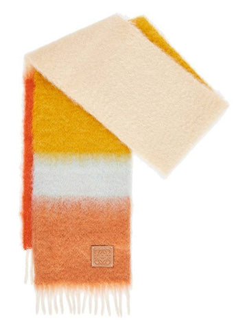 Striped Mohair Wool Muffler Camel - LOEWE - BALAAN 1