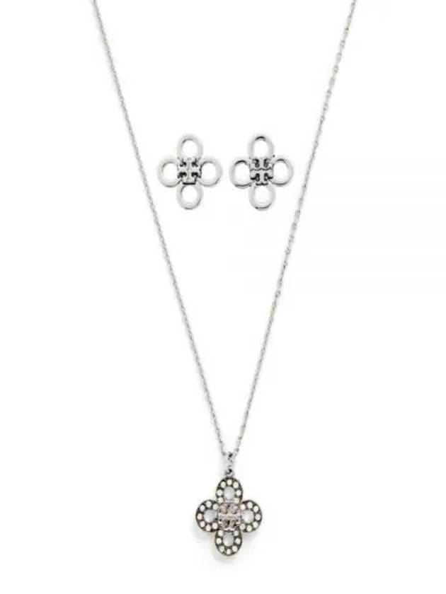 Thora Burch KIRA CLOVER PAVE PENDANT AND STUD GIFT SET 155509042 Kira clover pave pendant earring set - TORY BURCH - BALAAN 1