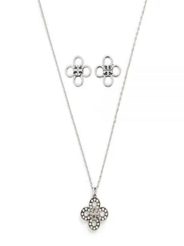 Thora Birch 24 KIRA CLOVER PAVE PENDANT AND STUD GIFT SET 155509 042 earring - TORY BURCH - BALAAN 1