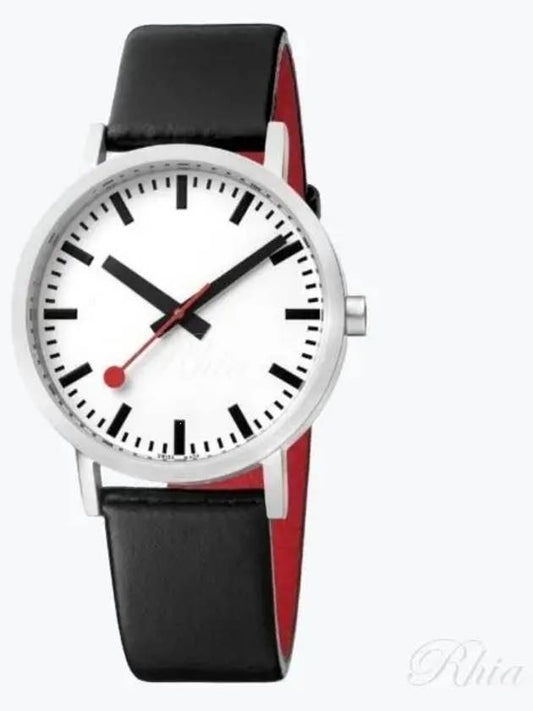 Classic Brushed Case Leather Strap Watch White Black - MONDAINE - BALAAN 2