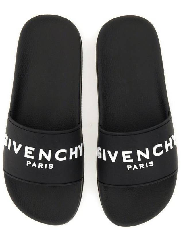 Logo Rubber Slide Slippers Black - GIVENCHY - BALAAN 9