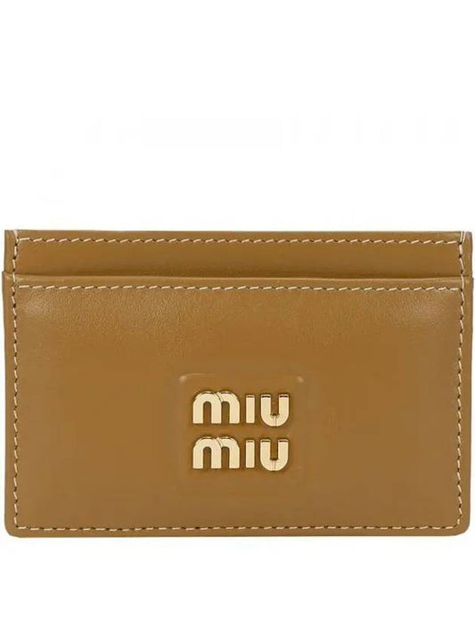 Logo Leather Card Wallet Caramel - MIU MIU - BALAAN 2
