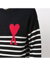 Striped Big Heart Logo Knit Top Black - AMI - BALAAN 4