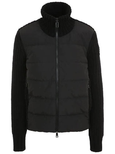 Zip-Up Padding Knit Cardigan Black - MONCLER - BALAAN 2