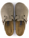 Boston Soft Footbed Suede Leather Sandals Taupe - BIRKENSTOCK - BALAAN.