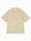 JEANS Men s Beige Textured Cotton Camp Short Sleeve Shirt J325603 RAE - CALVIN KLEIN - BALAAN 1