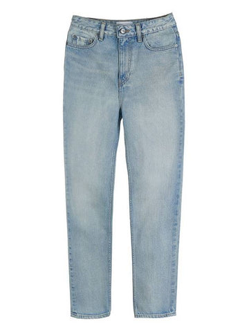 High Waist Straight Jeans Light Blue - GANNI - BALAAN 1