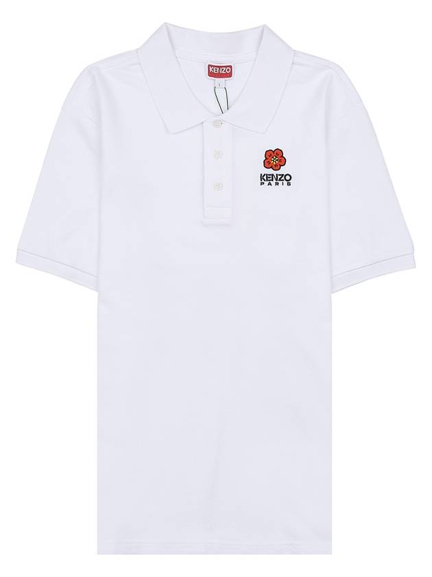 Boke Flower Embroidery Cotton Polo Shirt White - KENZO - BALAAN 10