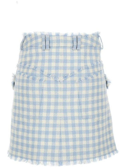 Light-Blue Vichy Tweed Mini Skirt In Cotton Blend Woman - BALMAIN - BALAAN 2