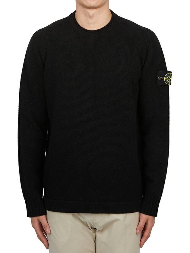 Compass Badge Wool Knit Top Black - STONE ISLAND - BALAAN 3