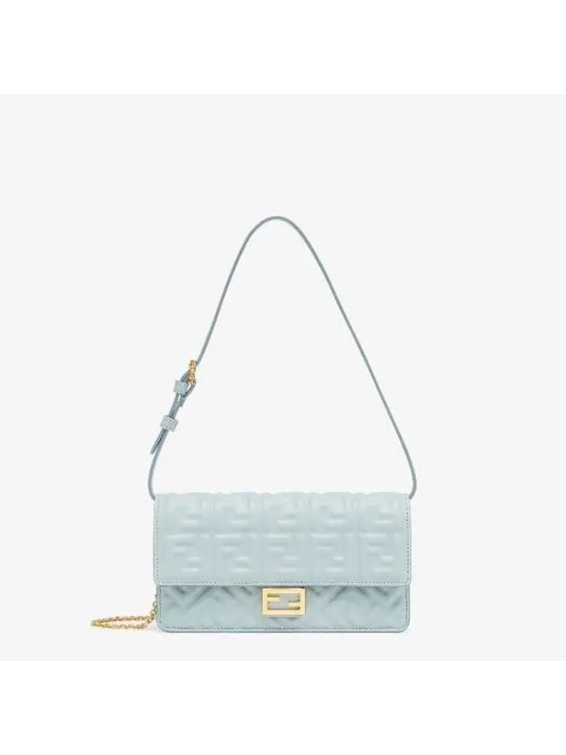 FF Baguette Nappa Leather Long Wallet Light Blue - FENDI - BALAAN 1