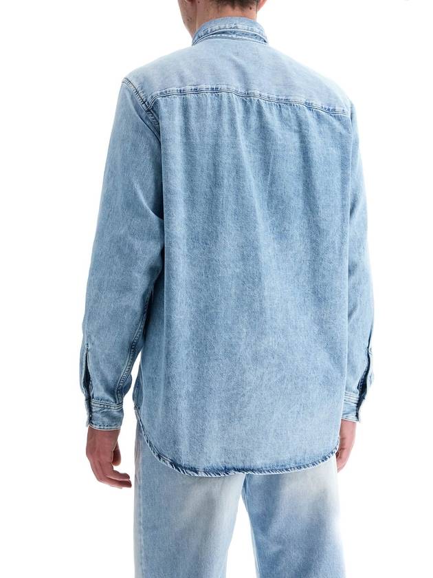 Embroidered Logo Denim Long Sleeve Shirt Light Blue - DIESEL - BALAAN 4